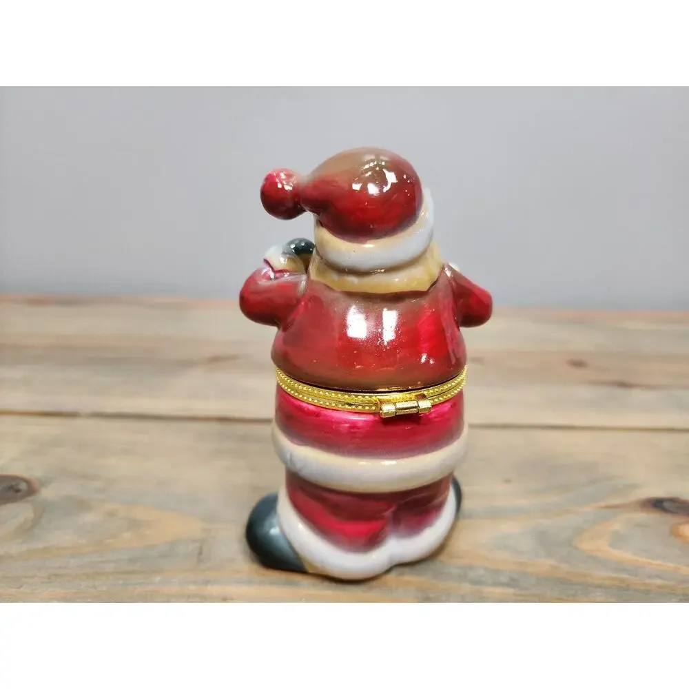 Santa Clause Trinket Box ceramic Figurine 5